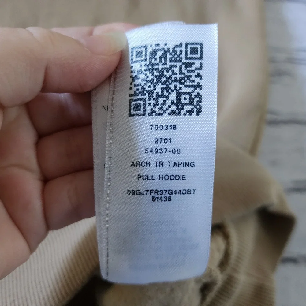 True Religion Men's XL Arch TR Taping Pull Hoodie Tan Beige Logo Tape 54937-00